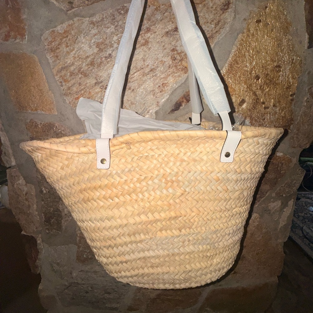 Versace Tan and White Straw Tote NWT BEACH BAG - Picture 6 of 11